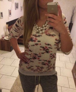 H&M Pulli weiß rosa lila pink