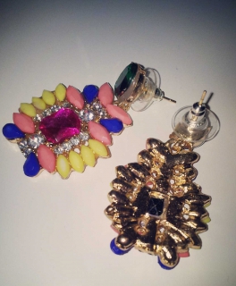 Bunte xxl Statement Ohrringe xl Steine blogger Trend must have Schmuck Party Club look
