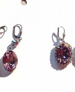 Swarovski Ohrringe, 925er Silber in Altrosa