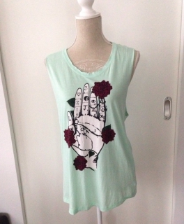 Lässiges Top mit Print in mintgrün 