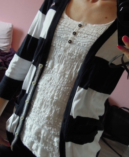 Hollister Cardigan schwarz weiß gestreift