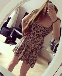 Kleid Minikleid Sommerkleid H&M Leo 34 36 Beige Schwarz