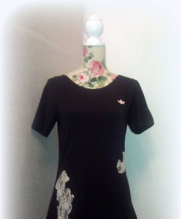 adidas Mode, T-Shirt, mit Spitzeneinsatz