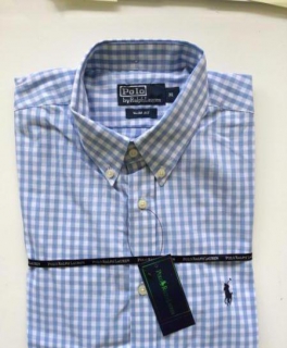 Ralph Lauren Polo Hemd hellblau-weiß kariert Slim Fit Neu 