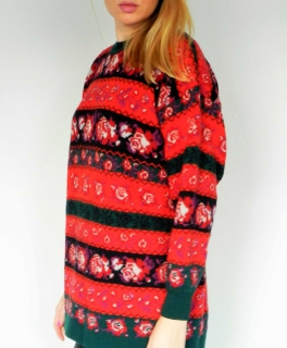 wunderhübscher vintagepulli, granny, hipster, blogger, sattes rosenmuster, super qualität  von laura torelli