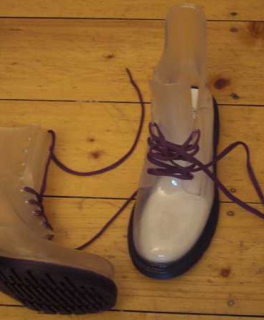 mega stylishe durchsichtige Gummi Bootie Schnürstiefel