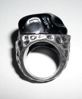 Großer Statement Ring silber schwarz mit Stein Edelstein Blogger Quartz 