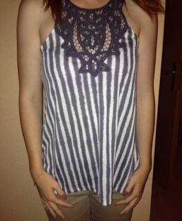 Top Spitze H&M blau weiß