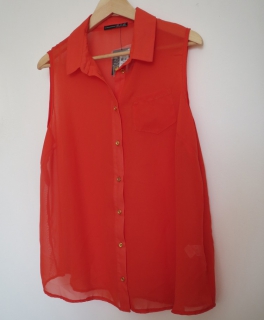 Neu ungetragen mit Etikett Top Bluse orange transparent Primark Atmosphere 42