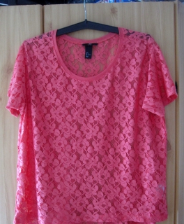 Rosa/pinkes Spitzen-Tshirt, Gr. L