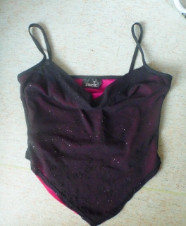 edles Top mit Wasserfall-Ausschnitt und Glitzer