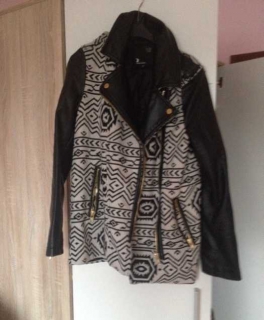 schwarz/weißer Aztekenmuster Parka/Jacke