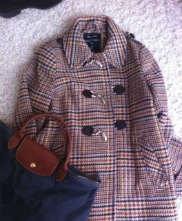 Karo Mantel Beige/ Braun