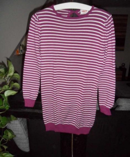 Gestreifter Longpullover bordeaux/weiß
