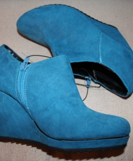 Wedges Keilabsatz Ankle Boots Schuhe Gr. 39 Blau Marine Neu