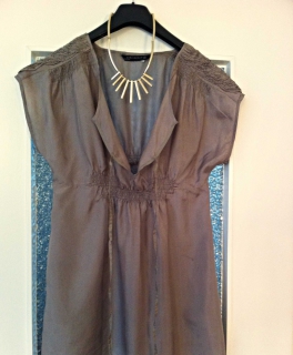 Tunika oliv/khaki 100% Seide Gr. S 