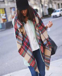 XXL Schal zara beige nude kariert groß riesig beliebt neu 