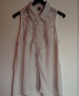 Beliebte High Low Bluse H&M Creme