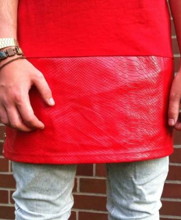 rot croco leder snakeskin extended tee t shirt