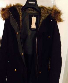 bershka parka, winterjacke, Wintermantel, Jacke, 36, schwarz, kapuze