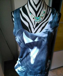 Ausgefallenes Oberteil Top Silber weiß glitzer