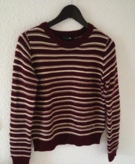 Strickpulli weinrot weiß Forever21 34/36