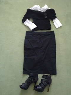 ZARA Bleistiftrock Rock Business schwarz Gr. L 40 Pencil Skirt Chino Look