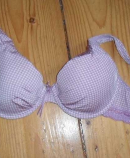 Karierter BH 75 A lila/weiß