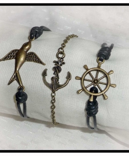 Lederband, Schwalbe, Anker, Schiffsrad, Steuerrad, Vintage, Steampunk, blogger, hipster, retro