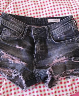DIY kurze waisted Jeans Shorts Hotpants used look 