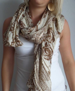 Tuch beige braun mit Blumenmuster