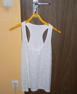 Weißes Paillettentop in Gr. 36/38