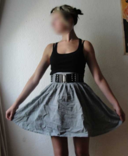 Grauer Taillen Rock/ High Waist Rock