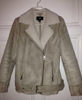 Jacke in wildleder- und lammfelloptik