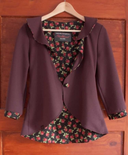Blazer in Bordeaux / Weinrot mit Rosenmuster von Stadtkind Potsdam (DaWanda) Handmade