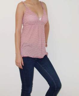 Miss Sixty, Top, rot+weiß gestreift, V-Ausschnitt