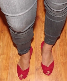 Rote Buffalo Pumps Kittenheels Wildleder