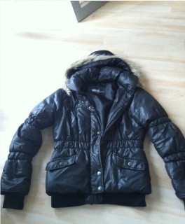 Winterjacke Herbst Daune Fell schwarz Blogger 36 38