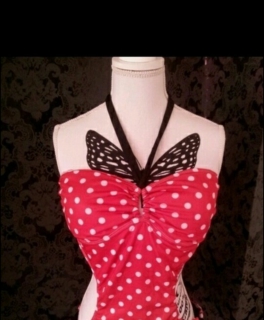 Roter Monokini weiße Punkte NEU