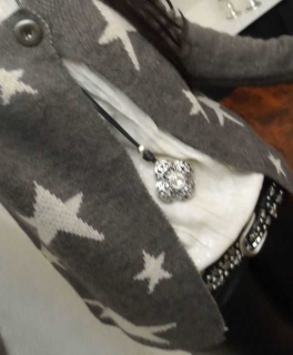 Cardigan Strickjacke Bolero grau Sterne Wolle Strickmantel Strick Blogger