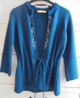 BIBA Cardigan aus Strick in petrol / türkis mit Strass