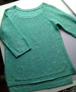 Pailletten-besetzter Pullover in türkis