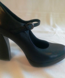 Pumps mit breitem Absatz, schwarz, Gr. 37