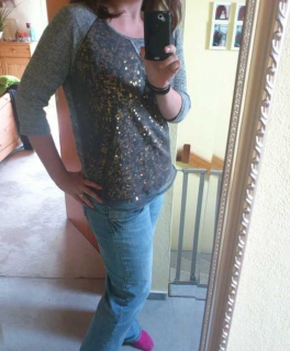 Blogger Cream Oversize Pulli Shirt XL (44-48) macht schlank