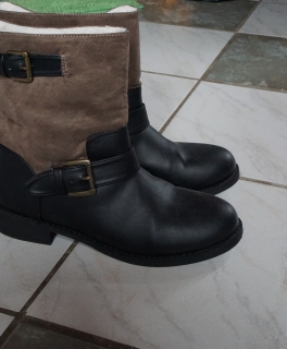 biker boot schwarz h&m stiefel braun schnallen