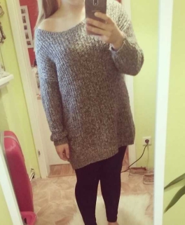 Oversize Pullover grau/weiss