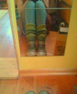 Grüne Winterstiefel - integrierte Stulpen - art*