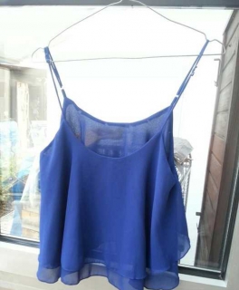 Rüschchen Top/Bluse in blau von Laufsteg Gr. 36