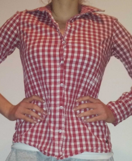 Tom Tailor rotkarierte Bluse, Gr. 34