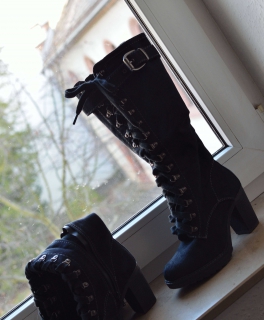 Hohe schwarze Stiefel (Deichmann) Größe 35